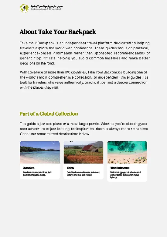 example page 1 from our offline Travel Guide for Cayman Islands